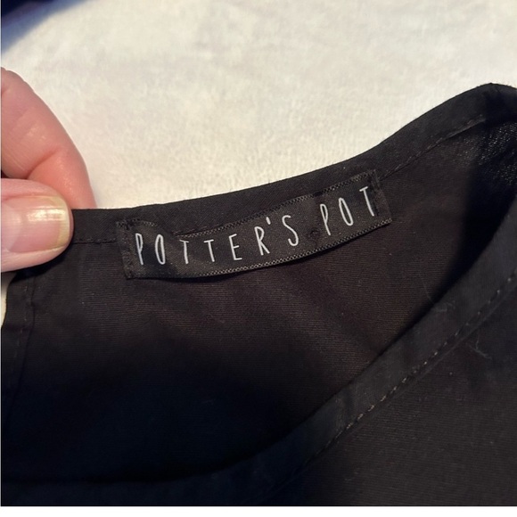 Potters Pot black sleeveless ruffle dress size L - Picture 6 of 7